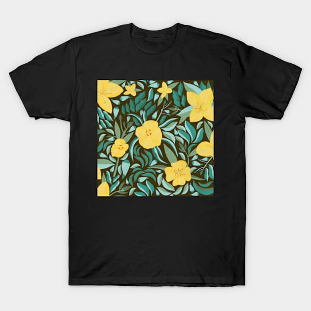 California Sun Cup Botanical Pattern T-Shirt by WalkSimplyArt